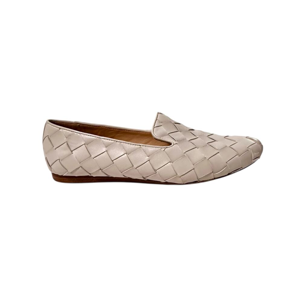 Veronica Beard Griffin 3 Woven Loafer Sz 9.5 Off White (Stone) Flat
